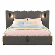 Letto matrimoniale 180x200 con contenitore, luce e USB-C