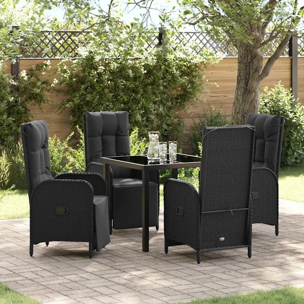 Set da Pranzo per Giardino con cuscino 5 pcs Nero polyrattan 3380121