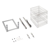 Portabottiglie estraibile SupraMax con chiusura soft, lato sinistro, 3 vassoi, unità 150 mm, Acciaio, Cromato lucido