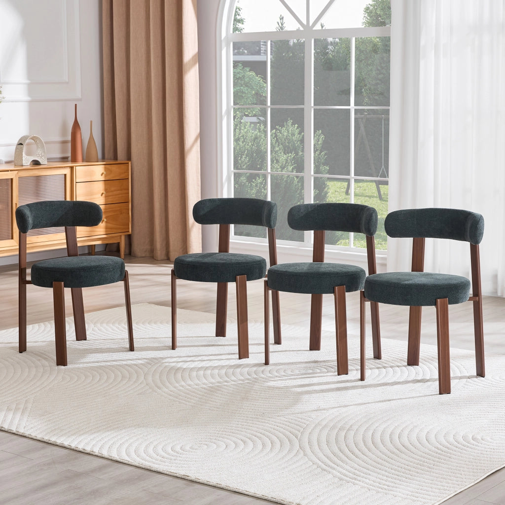 Sedia da Pranzo Moderna ¨C MINIMAL ¨C Set 4 Pezzi, Tessuto, Nero