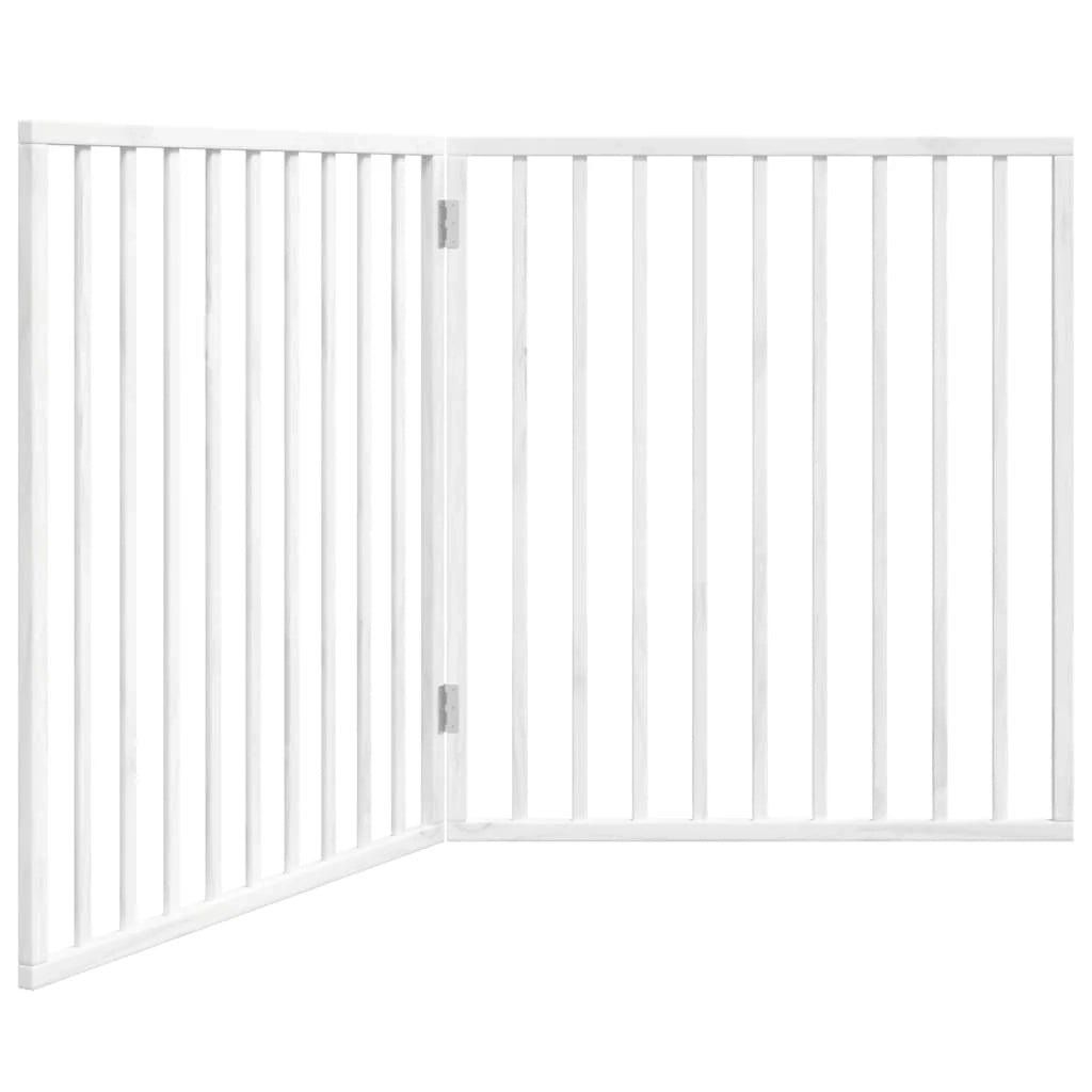 Cancelletto di sicurezza pieghevole per cani a 2 pannelli 160 cm legno di pioppo bianco 02_0023033