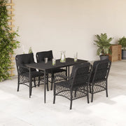 Set da Pranzo da Giardino 5 pz Nero con Cuscini in Polyrattan