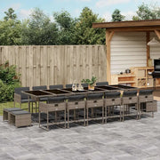 Set da Pranzo da Giardino 17pz con Cuscini Grigio in Polyrattan 3211364