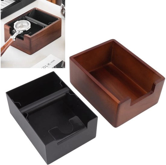 Bacchetta di Risciacquo Premium in Legno - Piastra Antiscivolo - Disegno Rimovibile - Supporto in Gomma - Resistente e Termoisolante - Contenitore per Rifiuti di Caffè