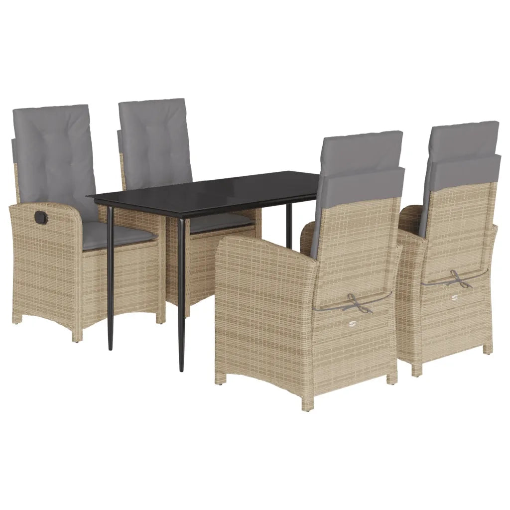 Set Pranzo da Giardino 5 pz con Cuscini Beige Misto Polyrattan 3212393
