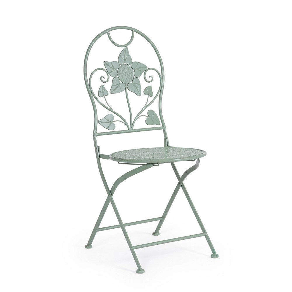 Set 2 Sedie Acciaio Verde Shabby da Esterno - GIANNA