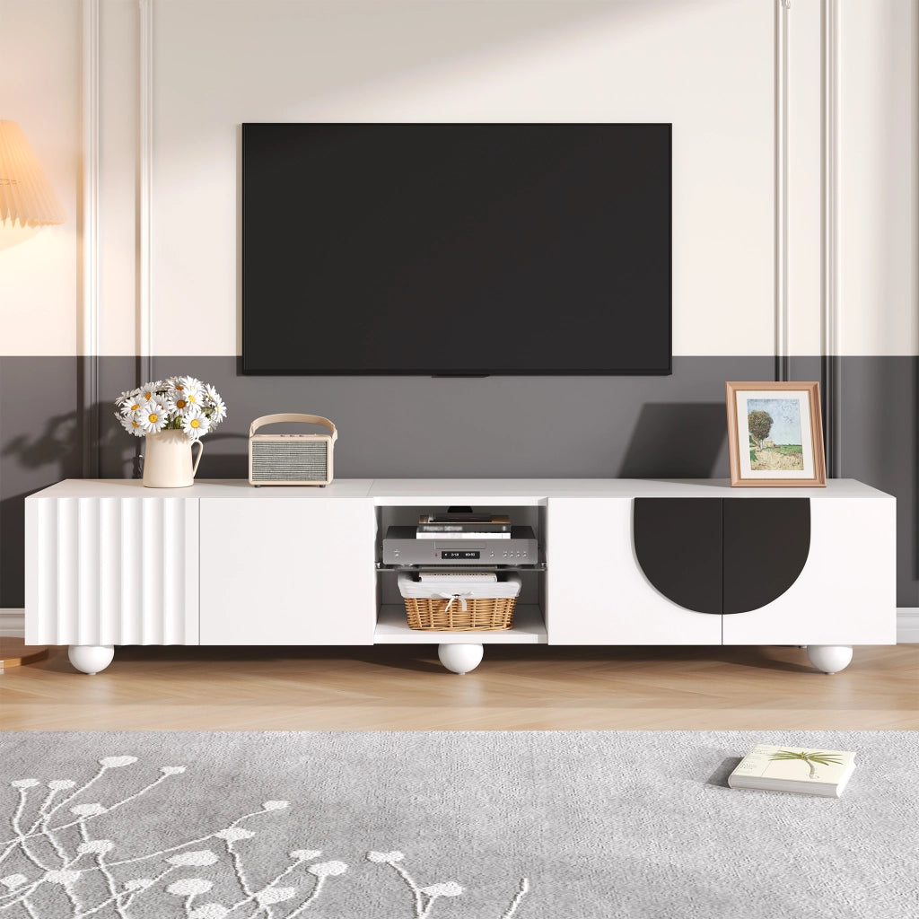 Mobile TV con 2 Ante e Vano Aperto; Apertura Push-to-Open; Stile Moderno; 180??40??41;5 cm; in MDF; Bianco