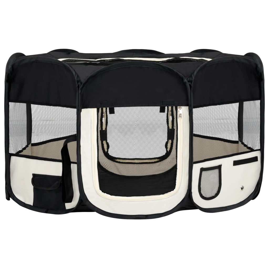 Box pieghevole per cani con borsa per il trasporto 145 x 145 x 61 cm nero 02_0001729