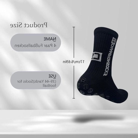 Calzettoni per calcio uomo con presa anti-slip - 4 paia (39-44 cm) per calcio, pallacanestro, corsa, bicicletta, maratona