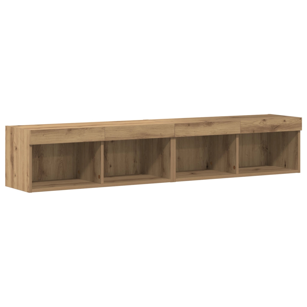 Mobili TV da parete  con luci LED 2 pezzi Acero Artigianale 80x30x30 cm