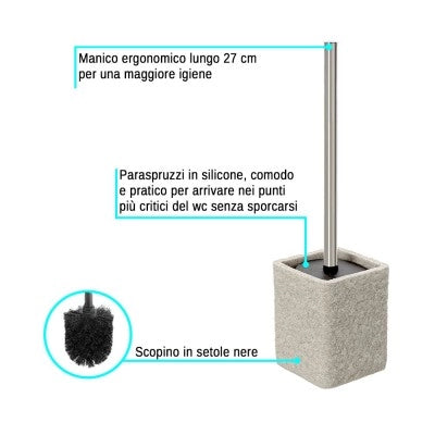 Scopino bagno da appoggio beige in resina effetto pietra