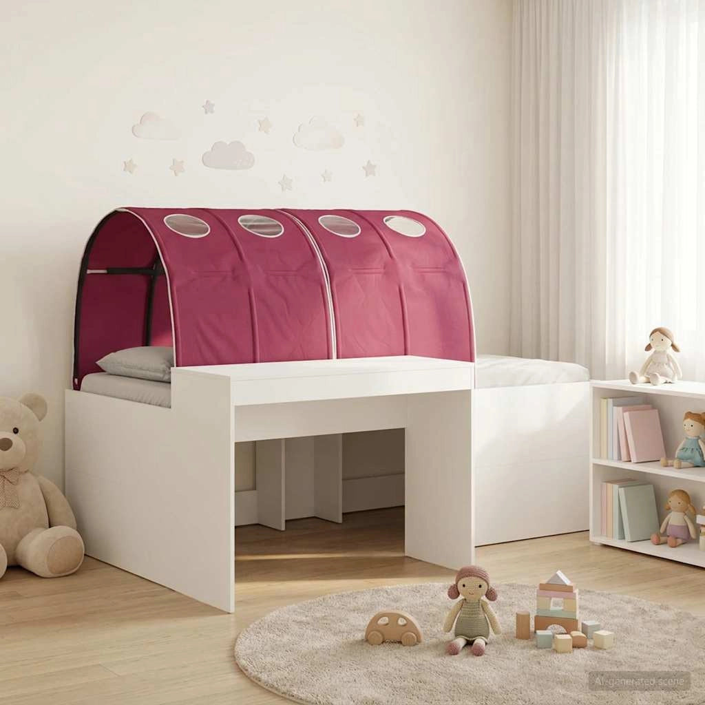 Letto con Tunnel 3 pz Bianco e Rosso Legno ingegnerizzato 3423657