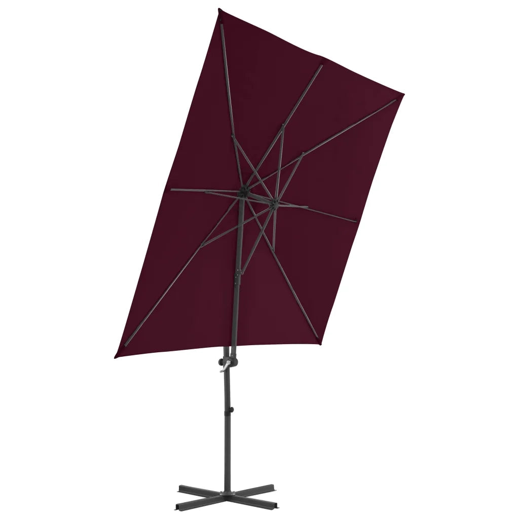 Ombrellone a Sbalzo con Palo in Acciaio 250x250 cm Bordeaux 312308