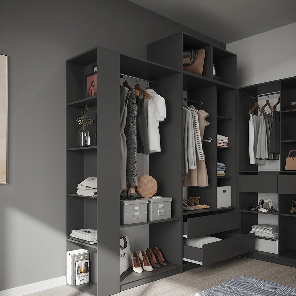 Armadio Elmo Antracite 80 x 200 cm Set di 2 Vicco