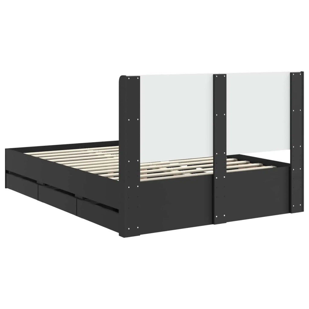 Struttura del letto con stoccaggio e testata Nero 120 x 190 cm 3413966
