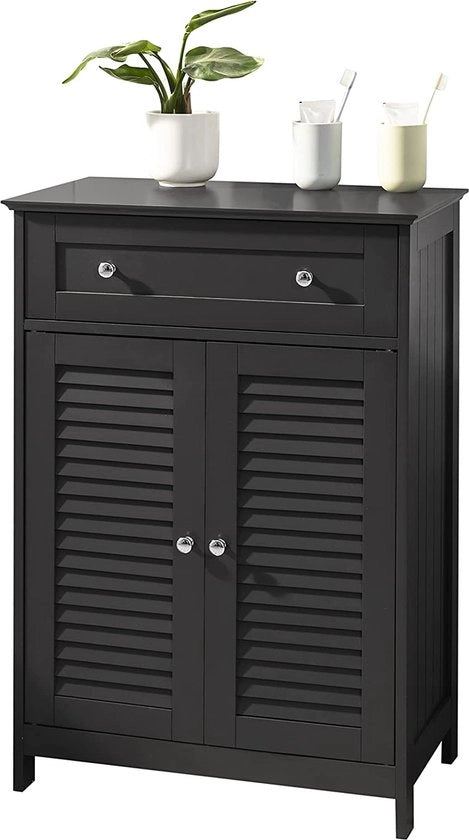Cassa da bagno - Appoggio per bagno - Cassa a muro con ante scorrevoli e lavello - Grigio scuro