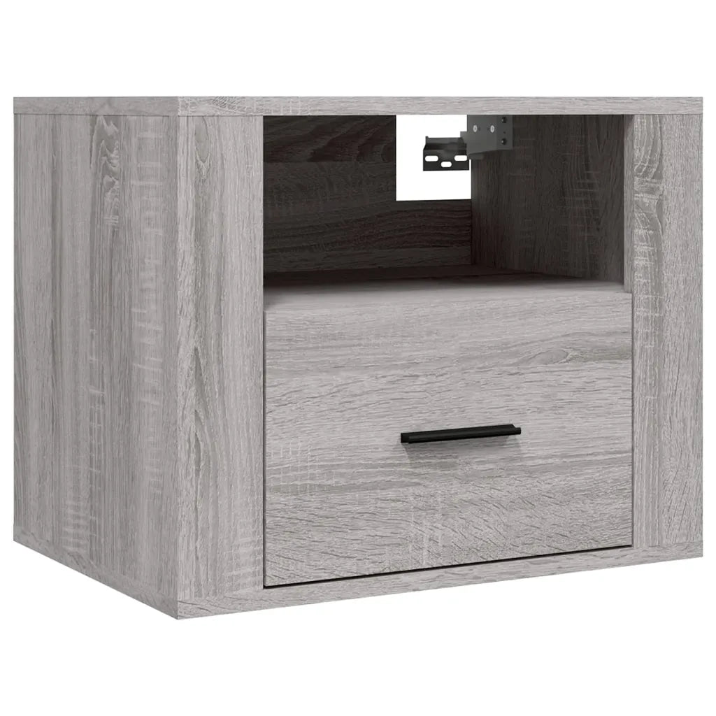 Set di 2 Comodini | Armadio da Notte | Mobiletto da notte a Muro Grigio Sonoma 50x36x40 cm