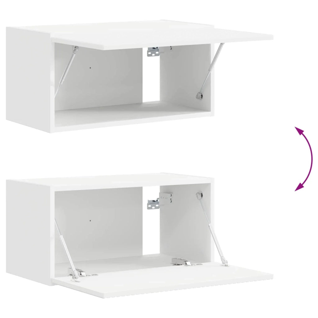 Set mobile TV Montaggio a parete 5 pcs Bianco Legno multistrato