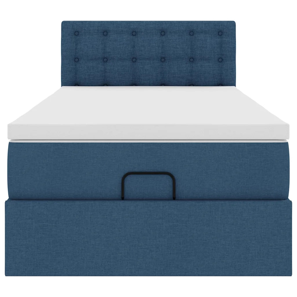 Struttura Letto Pouf con Materasso Blu 80x200 cm in Tessuto 3311586