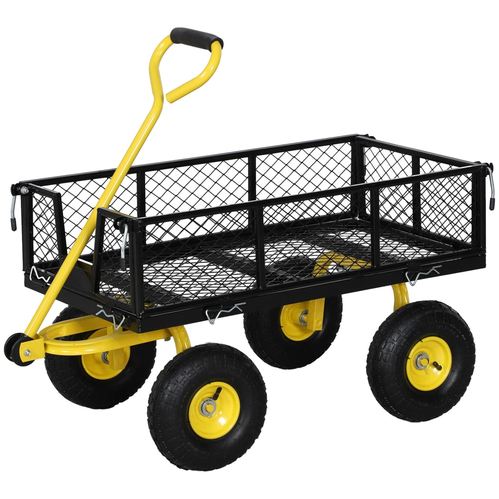 Carrello da Giardino in Acciaio ¨C zephmum ¨C Nero e Giallo 104x54x51 cm