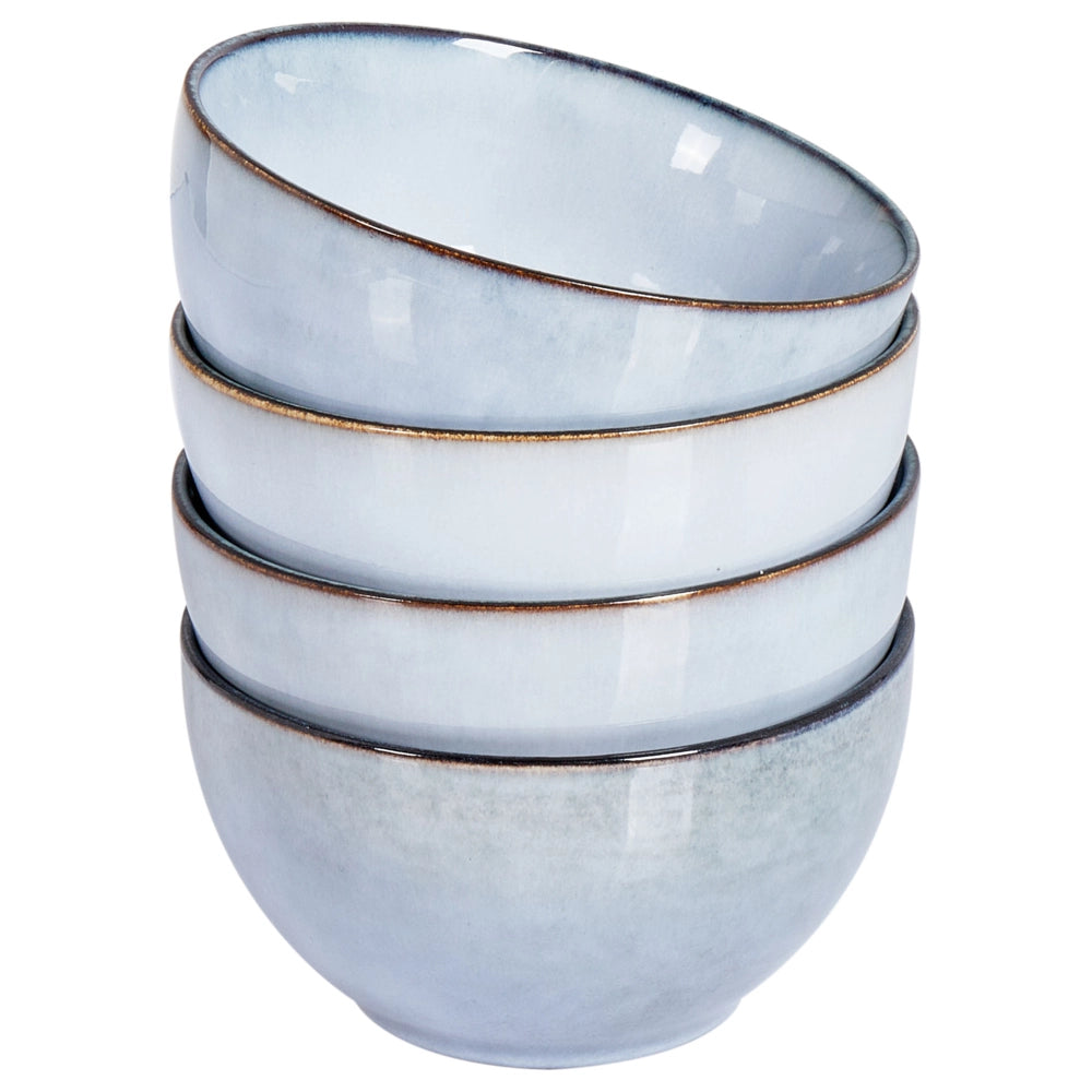 Set di 4 ciotole in gres azzurro Kaolin fatto a mano con smalto reattivo Cucina Sala da pranzo