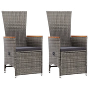 Sedie da Giardino Reclinabili 2 pz e Cuscini Polyrattan Grigio cod mxl 47590