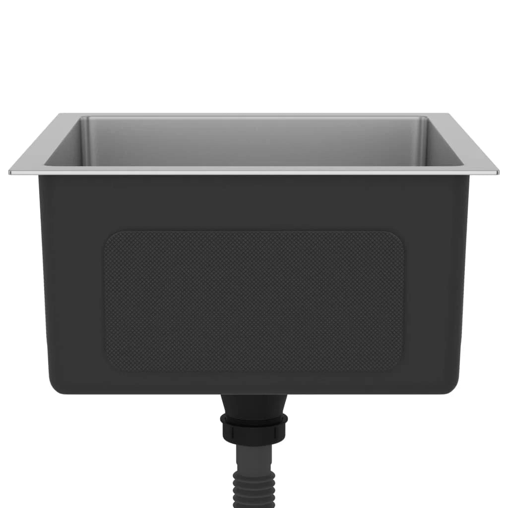 Lavello da cucina fatto a mano lavabo da bagno per interni 40 x 40 cm acciaio inox argento 02_0002451