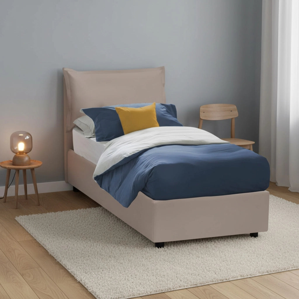 Perpetue, Letto Singolo Contenitore Made in Italy, Grigio Tortora