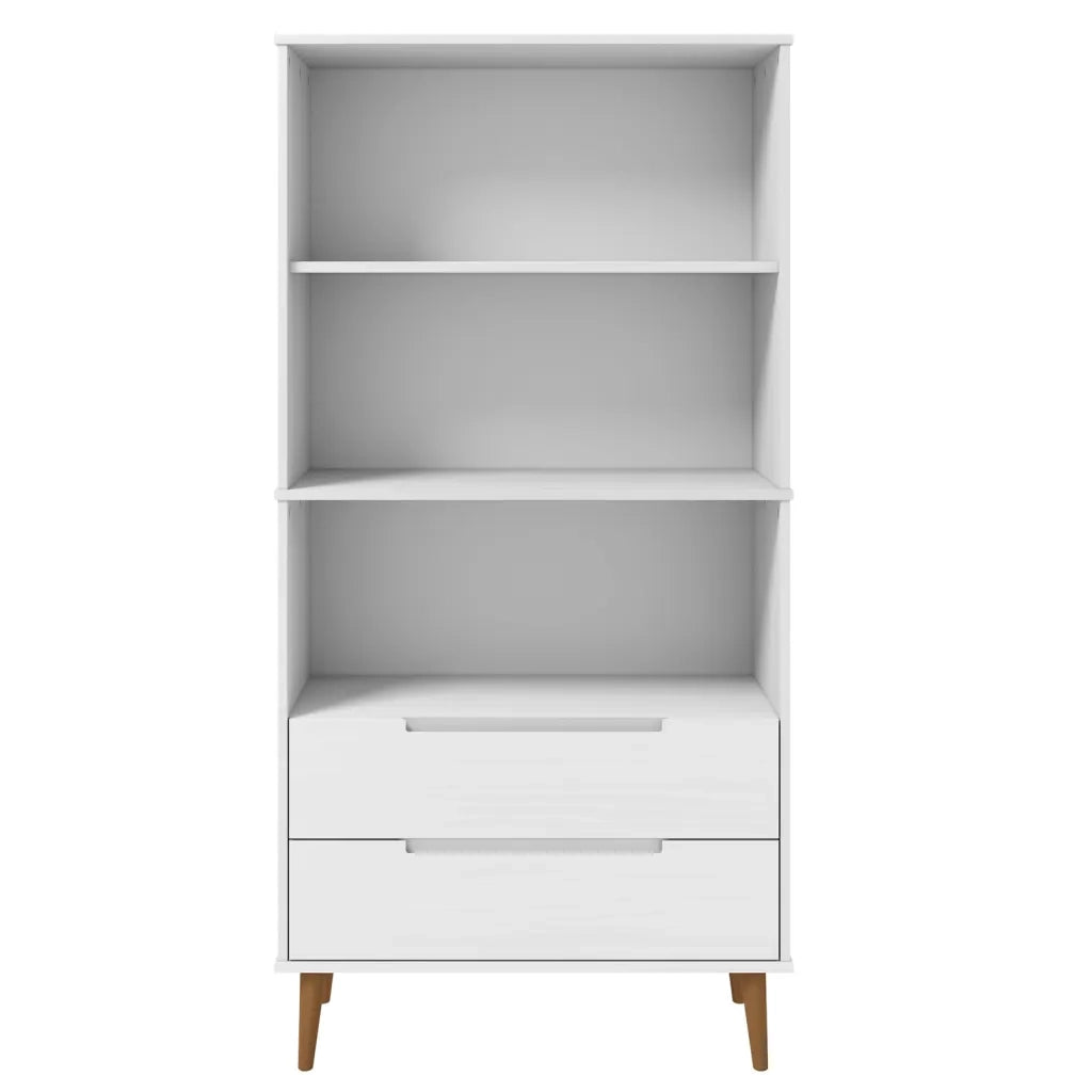 Libreria MOLDE Bianca 85x35x170,5 cm in Legno Massello di Pino 350541
