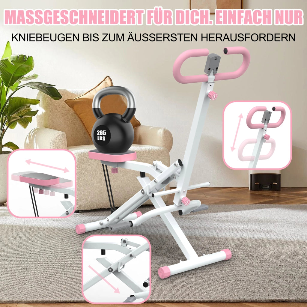 Squat Machine pieghevole per casa, trainer per glutei con bande di resistenza, allenamento cosce, addome, schiena e spinta dell'anca