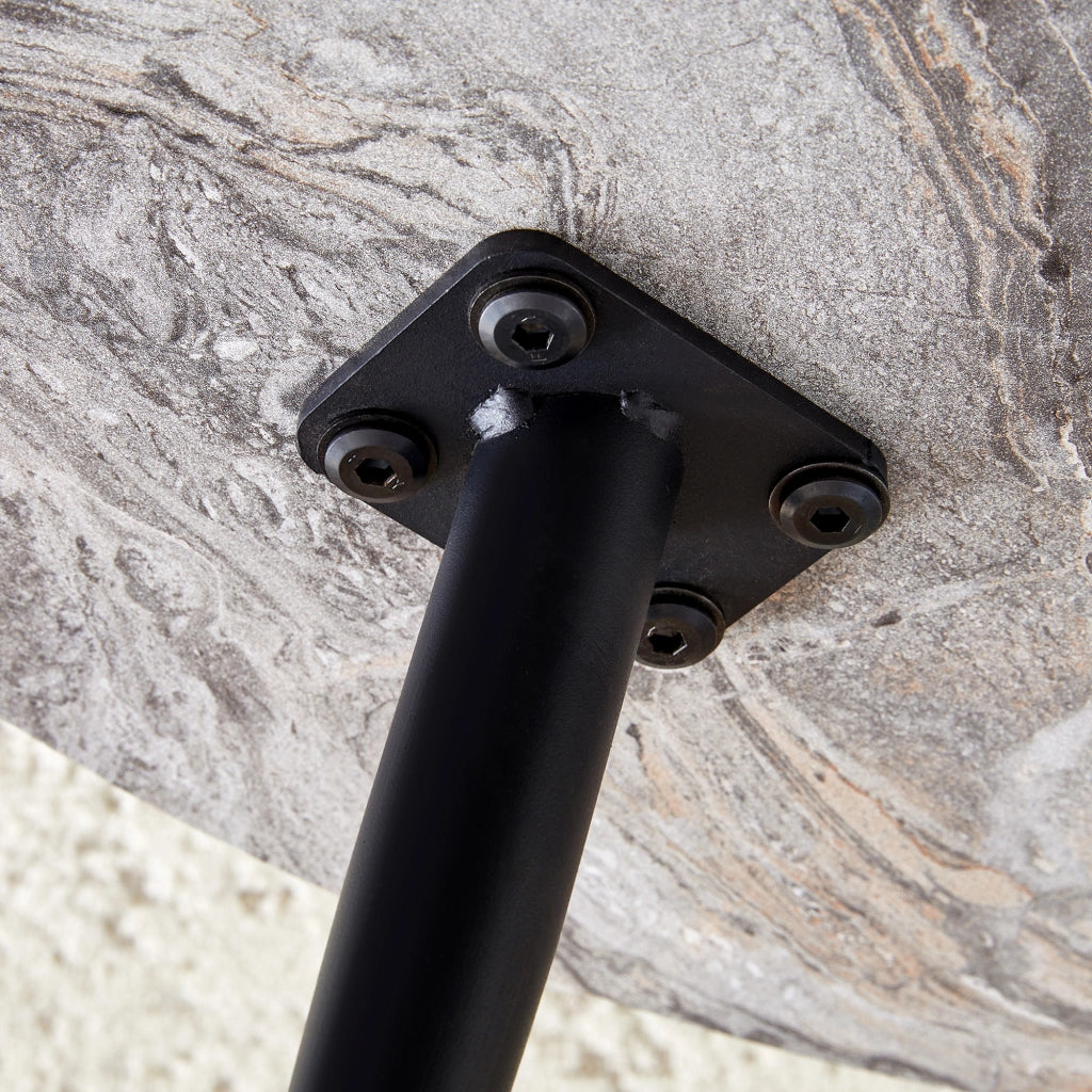 TAVOLINO DA CAFFÈ rotondo 70 cm effetto marmo grigio MDF e metallo nero