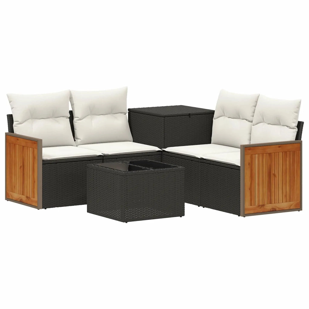 Set di divani 6 pz Nero e Bianco Crema 3447704