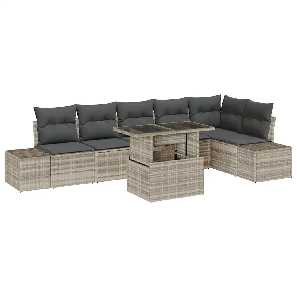 Set Divano da Giardino 7 pcs Grigio chiaro polyrattan