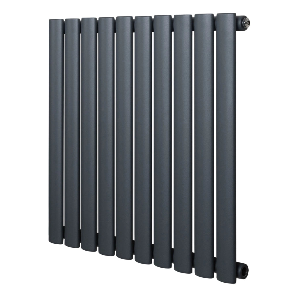 Radiatore Orizzontale Design Ovale Colonna Singola Antracite 600x600 mm