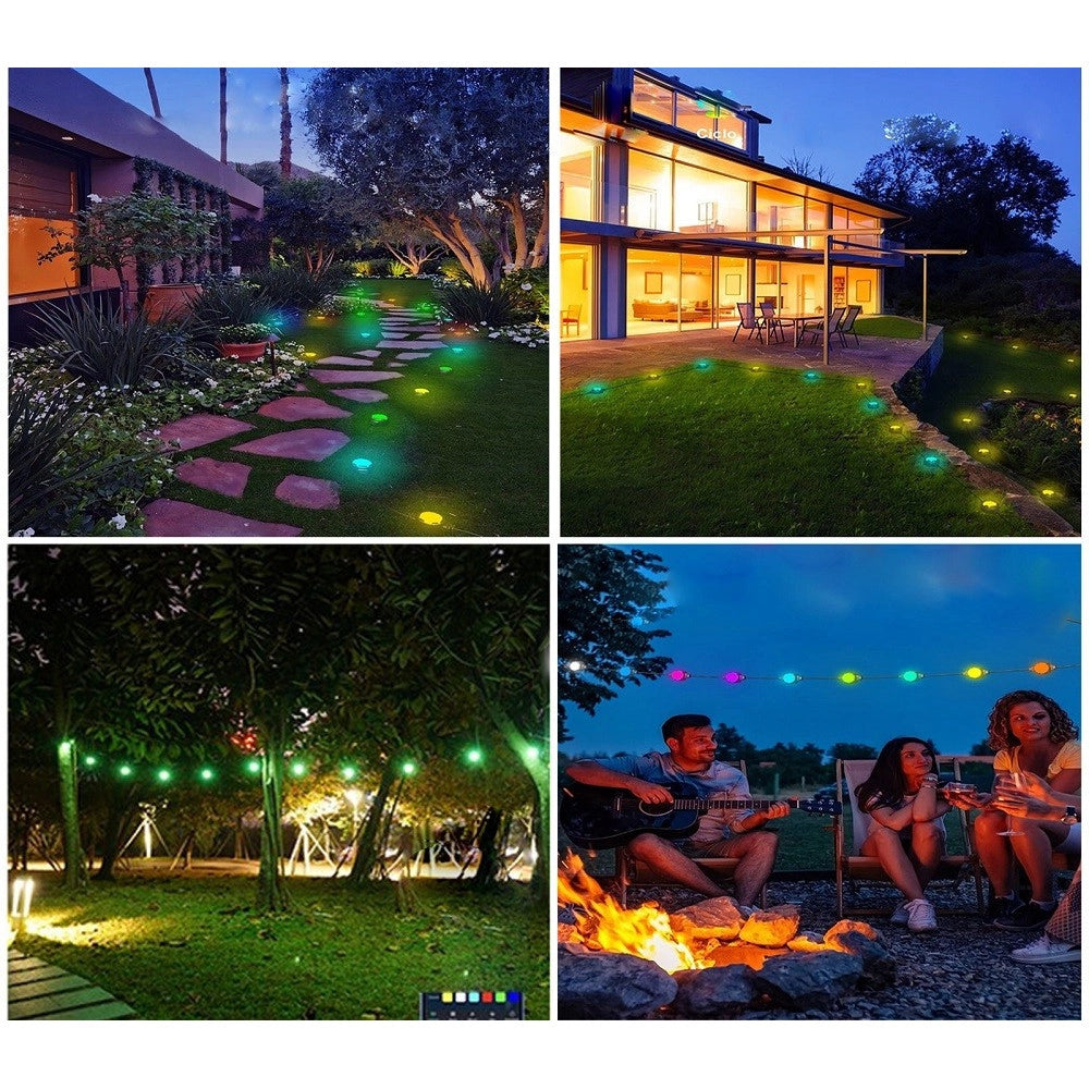 Trade Shop - Catena Luminosa Solare Crepuscolare Led Rgb Rgbw Smart Bluetooth Ip65 Luce 13 Mt -