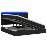 Letto con contenitore LED e materasso Nero 200 x 200 cm Tessuto 3459905