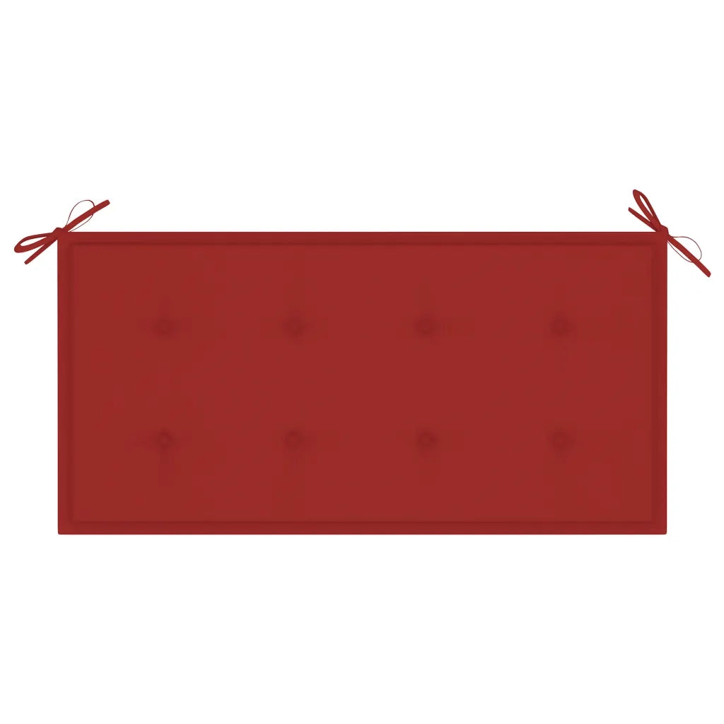 Panca da Giardino con Cuscino Rosso 112cm Teak Massello