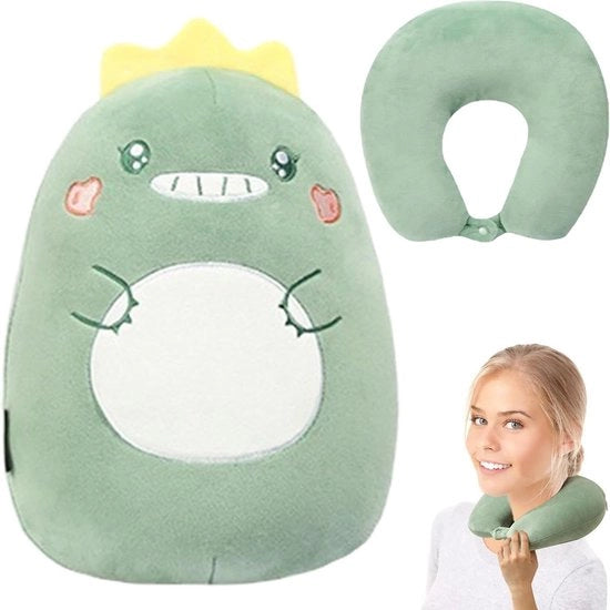 Cuscino per bambini - 2-in-1 cuscino con microsfere - cuscino U deformabile per adulti e bambini - auto aereo treno dinosauro - comodo e sostenitivo