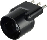 Adattatore disassato Schuko 16A 2P+T salvaspazio da spina tedesca a presa italiana 10A nero Electraline