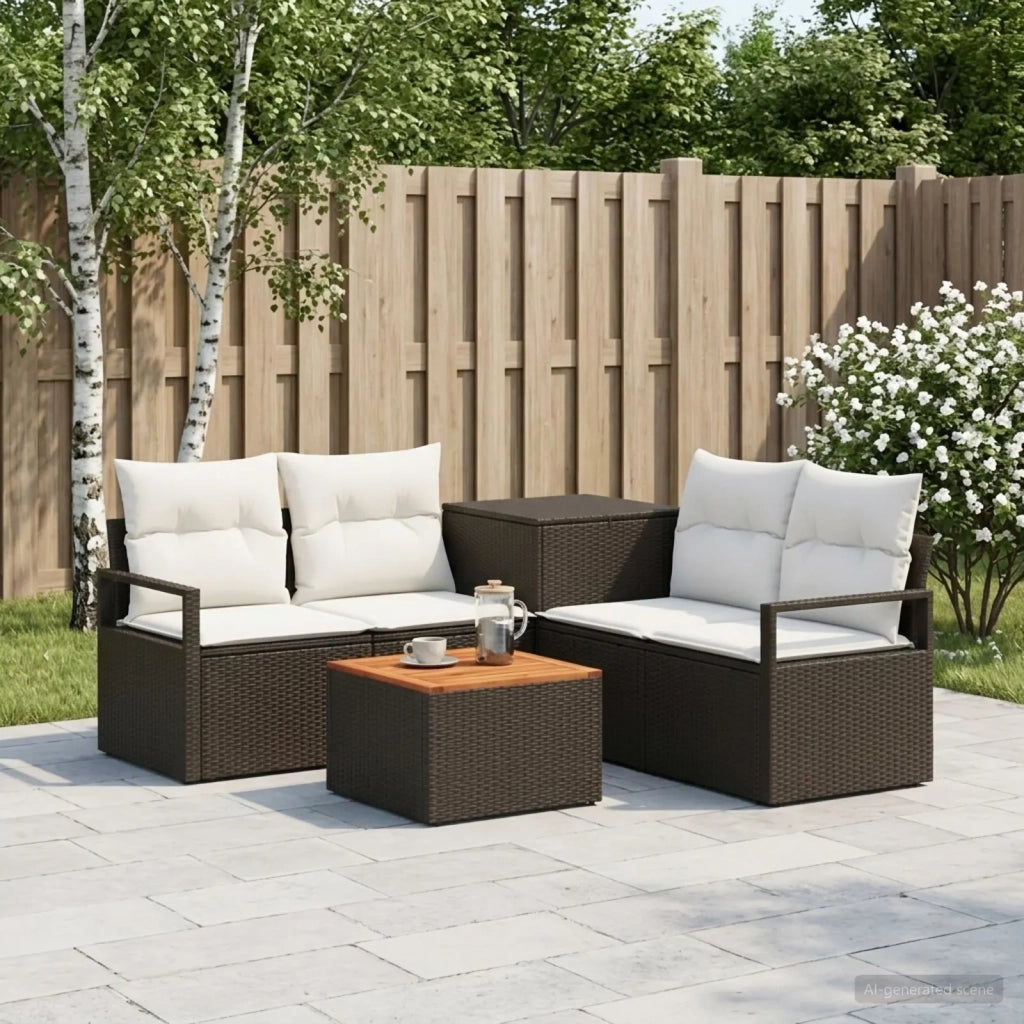 Set di divani 6 pz Nero e Bianco Crema 3447233