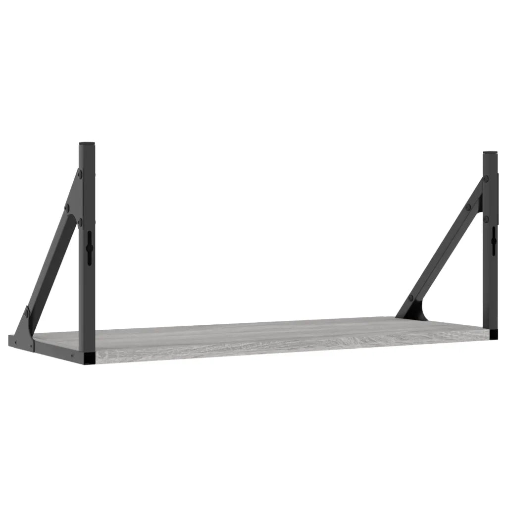 2 pz Mensole Parete | Mensola sospesa Grigio Sonoma 60x25x25,5cm Legno Multistrato