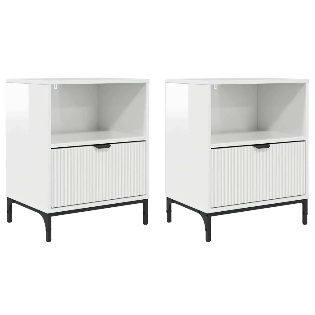 Armadio da Notte 2 pcs Bianco lucido 49 x 36 x 61 cm 883483