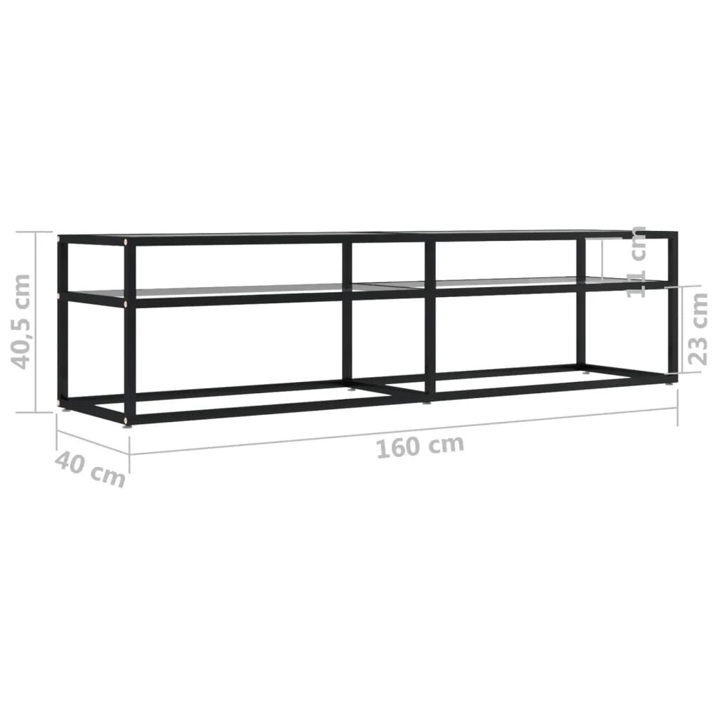 Mobile TV multimediale mensola TV credenza mobile TV sala da pranzo soggiorno camera da letto trasparente 160 x 40 x 40,5 cm vetro temperato trasparente 02_0028496