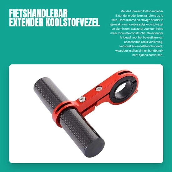 Estensione Manubrio per Bicicletta - Fibra di Vetro - Risparmio di Spazio - Attacco in Alluminio - Regolabile - Accessori per Bicicletta - Adatto per Biciclette con Manubrio da 31,8 mm