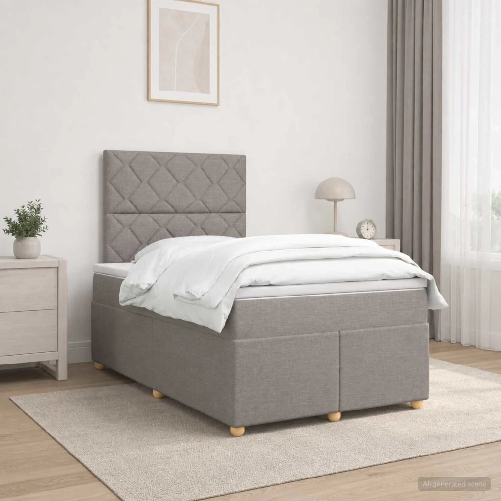 Letto box spring con materasso Tortora 120 x 200 cm Tessuto 3455333