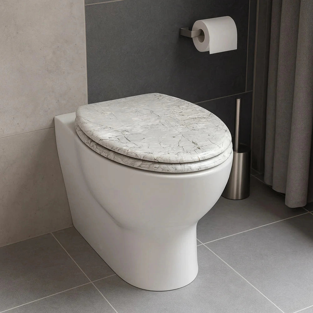 Copriwater Universale Effetto Marmo Grigio MDF 450x375 mm 52967A