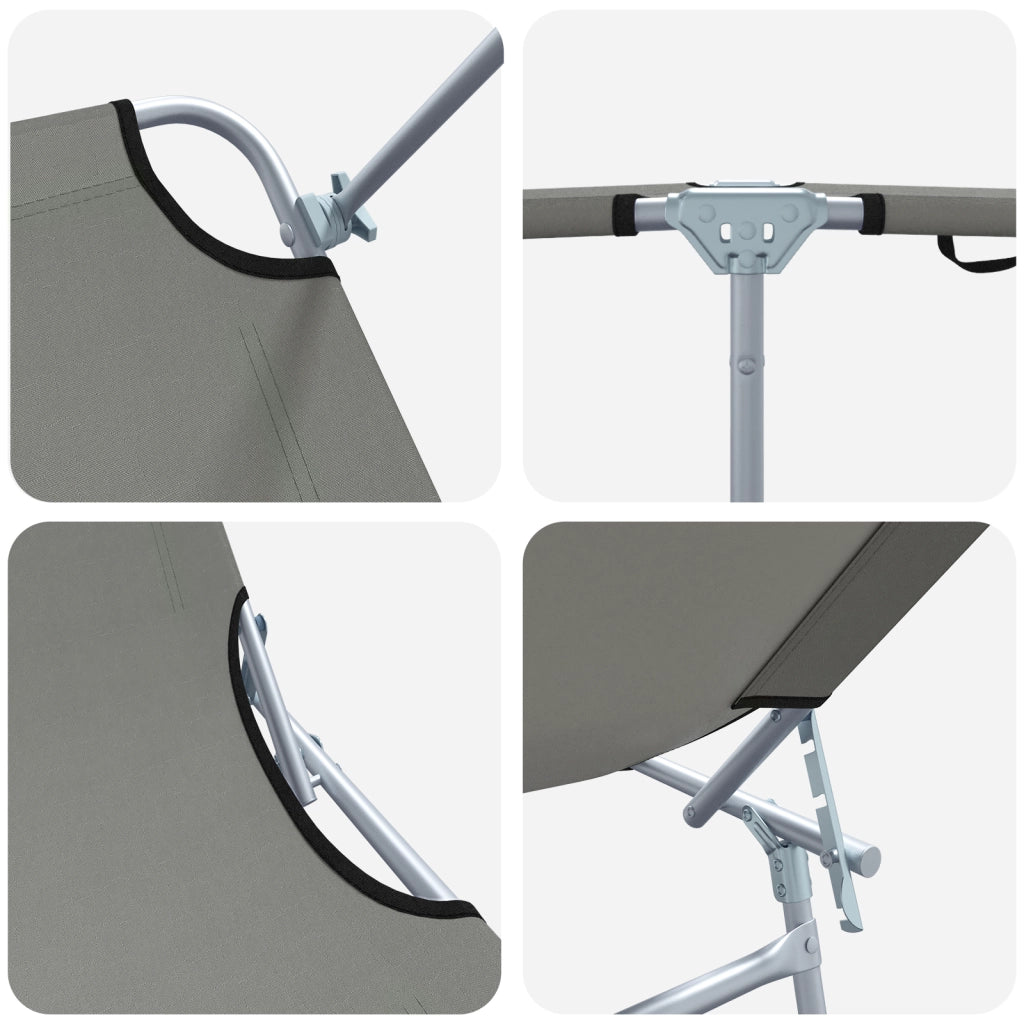 Lettini Prendisole Pieghevoli 2 pcs con Tettuccio Grigio in Tessuto Oxford 600D