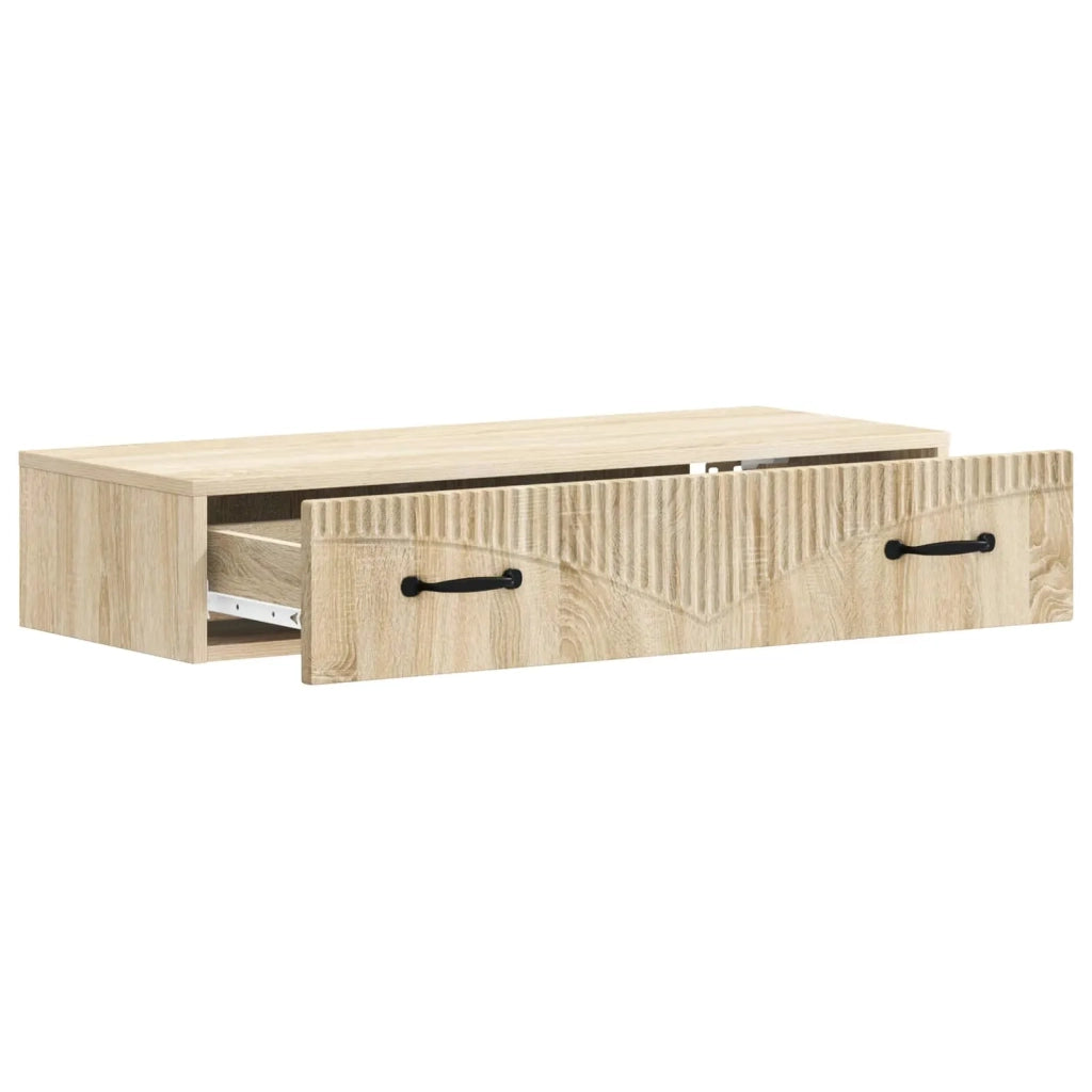 Tavolino da Parete Laterale Rovere Sonoma 87,5 x 34,5 x 17 cm