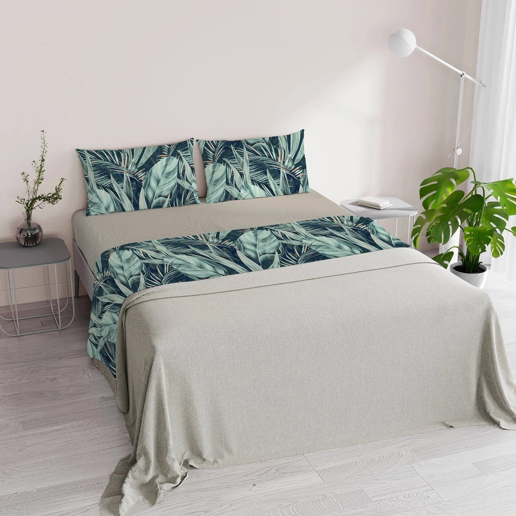 Set Lenzuola Singolo Sopra Sotto e Federe in Microfibra Tropical