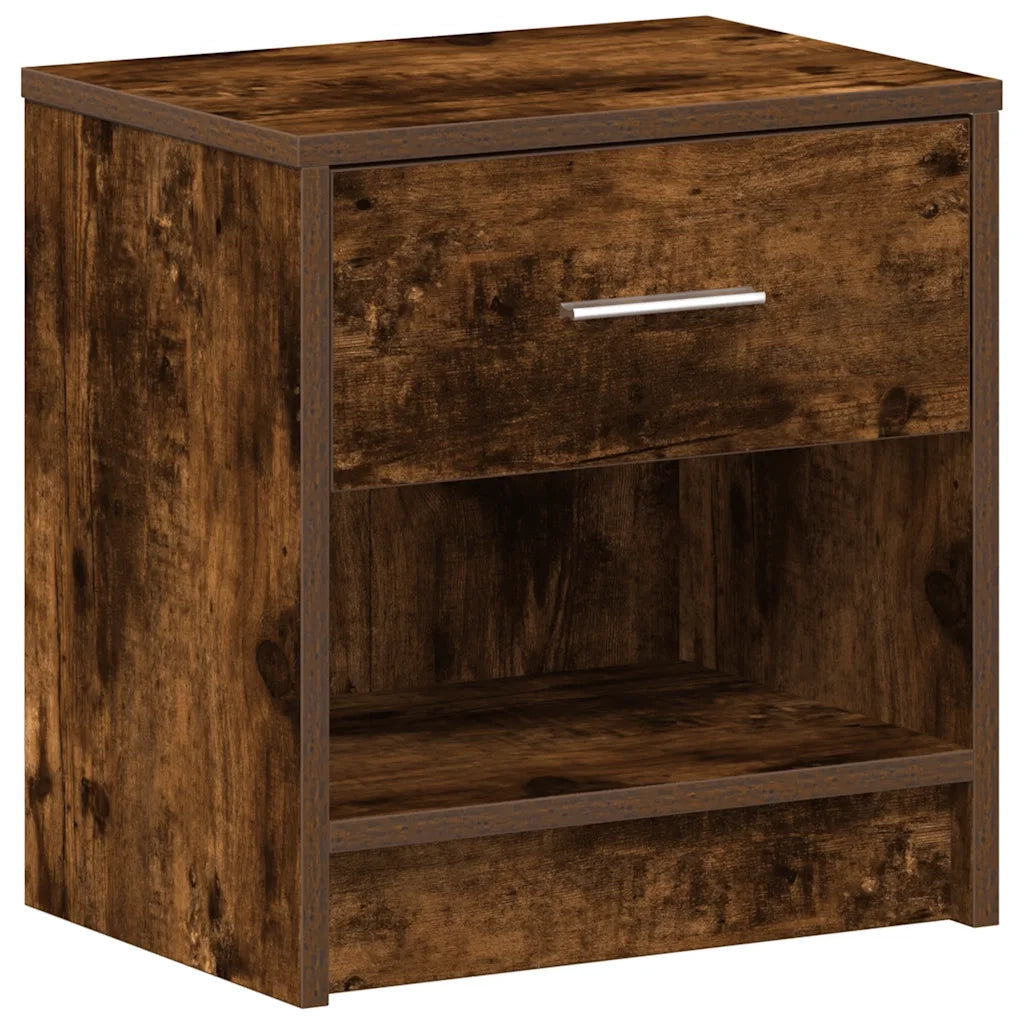 Comodini 2 pz con Cassetto-Set di 2 Tavolino da notte Rovere Fumo 39x28x41 cm